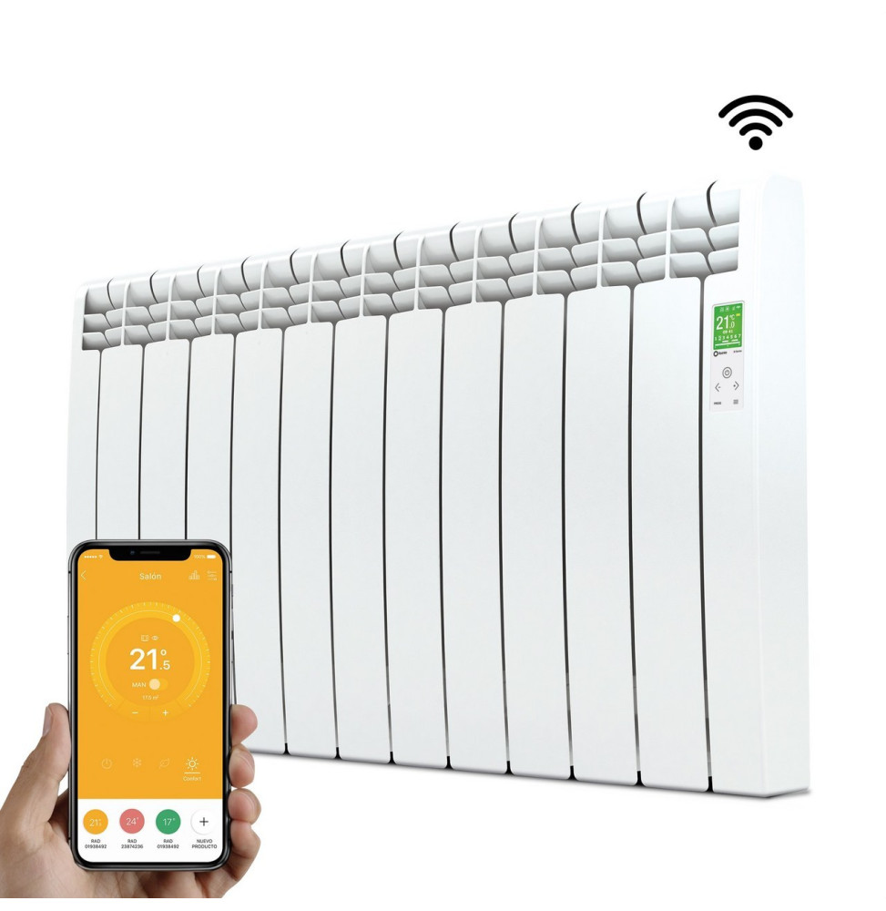 ROINTE - Emisor térmico digital Serie D 11 elementos 1210W blanco conectado de bajo consumo