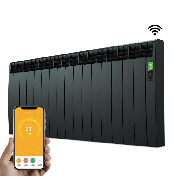 ROINTE - Emisor térmico digital Serie D 15 elementos 1600W negro conectado de bajo consumo