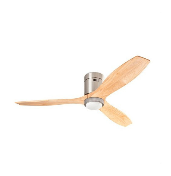 FORLIGHT - Ventilador IP20 Stem LED 220-240V/50-60Hz ON-OFF níquel satinado madera clara