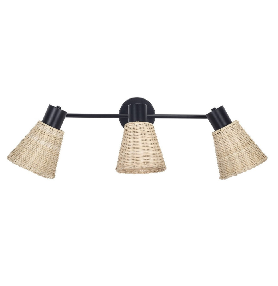 FORLIGHT - Plafón IP20 NATURE E27 15W negro Rattan natural
