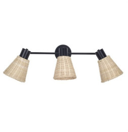 FORLIGHT - Plafón IP20 NATURE E27 15W negro Rattan natural