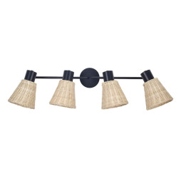 FORLIGHT - Plafón IP20 NATURE E27 15W negro Rattan natural