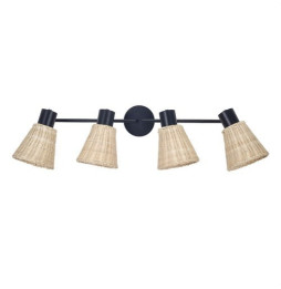 FORLIGHT - Plafón IP20 NATURE E27 15W negro Rattan natural