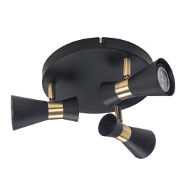 FORLIGHT - Plafón IP20 EUFO Triplex GU10 24W negro oro