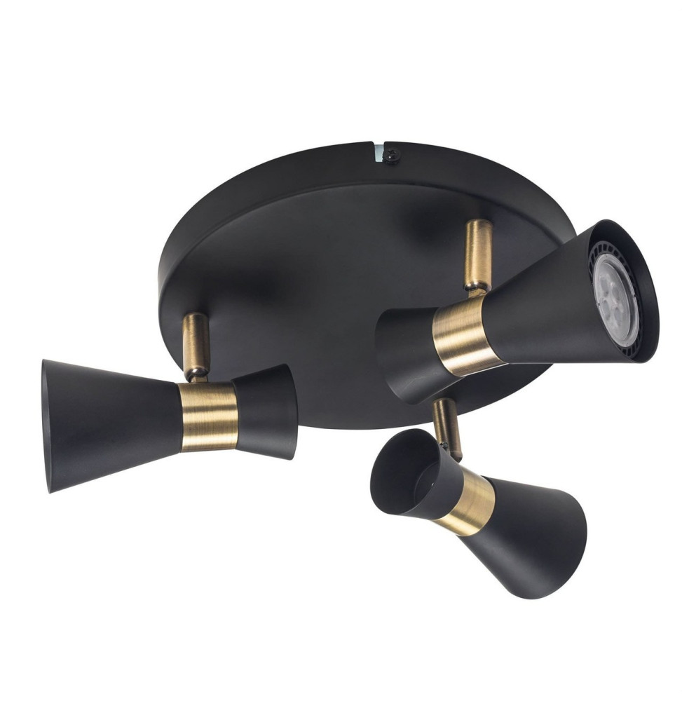 FORLIGHT - Plafón IP20 EUFO Triplex GU10 24W negro oro