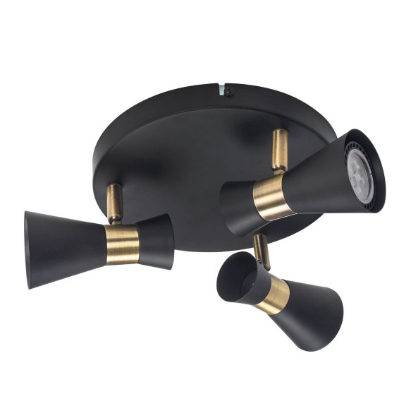 FORLIGHT - Plafón IP20 EUFO Triplex GU10 24W negro oro