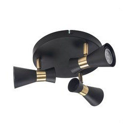 FORLIGHT - Plafón IP20 EUFO Triplex GU10 24W negro oro