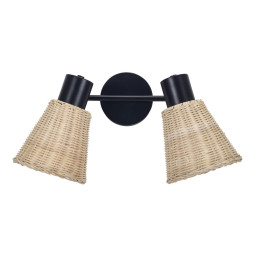 FORLIGHT - Plafón IP20 NATURE E27 15W negro Rattan natural
