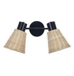 FORLIGHT - Plafón IP20 NATURE E27 15W negro Rattan natural