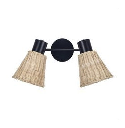 FORLIGHT - Plafón IP20 NATURE E27 15W negro Rattan natural