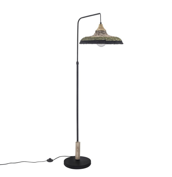 FORLIGHT - Luminaria pie de salón IP20 KORG E27 15 madera clara negro