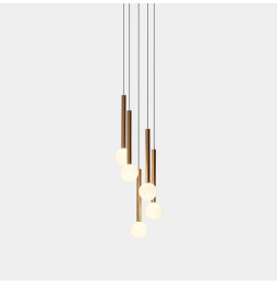 LedsC4 - Luminaria colgante Candle XS 5Bodies Chandelier LED 15.6W 2700K negro 844lm oro
