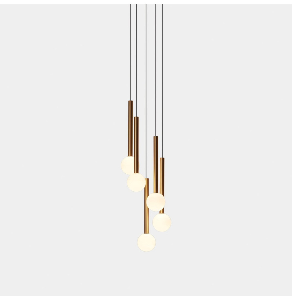 LedsC4 - Luminaria colgante Candle XS 5Bodies Chandelier LED 15.6W 2700K negro 844lm oro LedsC4 - Luminaria colgante Candle XS 5Bodies Chandelier LED 15.6W 2700K negro 844lm oro