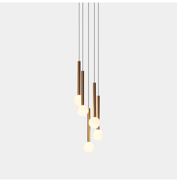 LedsC4 - Luminaria colgante Candle XS 5Bodies Chandelier LED 15.6W 2700K negro 844lm oro