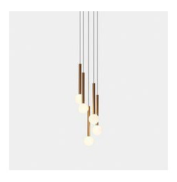 LedsC4 - Luminaria colgante Candle XS 5Bodies Chandelier LED 15.6W 2700K negro 844lm oro