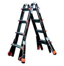 PROIMAN - Escalera plegable profesional fibra aluminio 8+8 lado