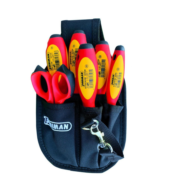 PROIMAN - Kit 6 herramientas 1000V destornilladores + tijera + porta + cinturón